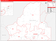 Walla Walla Wall Map Red Line Style